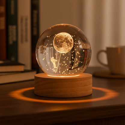 Lampara De Noche Led 3d Bola Cristal Diseños