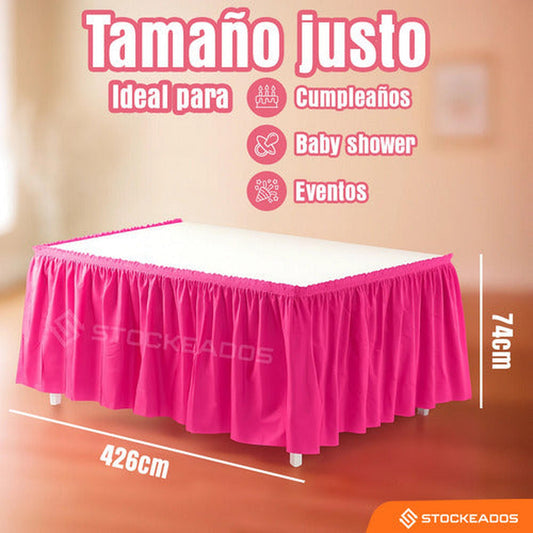 Faldon De Mesa Color Fucsia 74 X 426cm Decoración Fiestas
