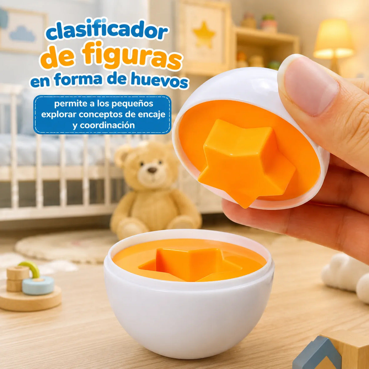 Juego Didactico Encaje Huevos Montessori Figuras Amarillo