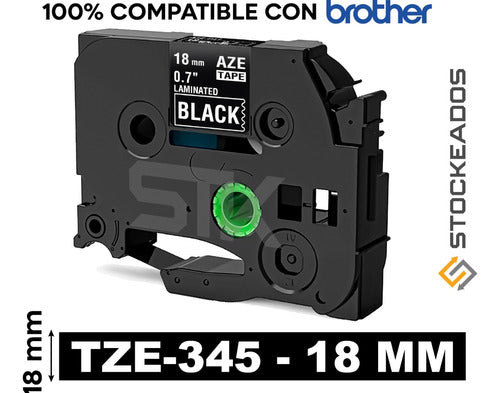 Cinta Tze-345 Brother Alternativa 18mmx8m Negra