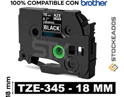 Cinta Tze-345 Brother Alternativa 18mmx8m Negra