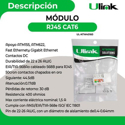 Modulo Rj45 Cat6 De Red Jack Keystone