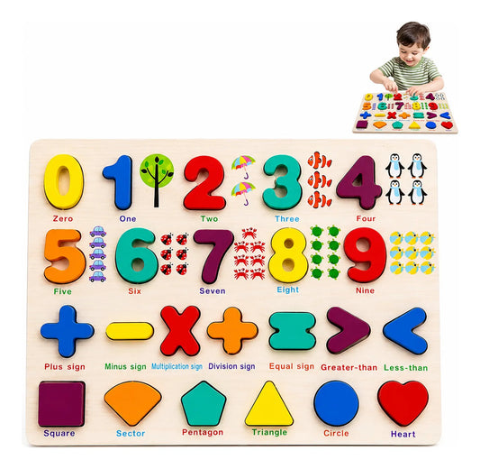 Encaje De Números De Madera Juego Didáctico Para Niños Surtido