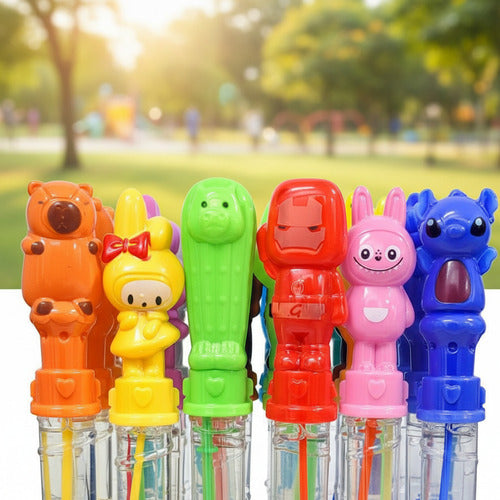 Pack 24 Burbujas Vara 25cm Para Niños Diseños Cumpleaños