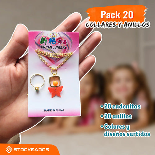Pack 20 Collares + Anillos Niña Juguetes Sorpresa Cumpleaños