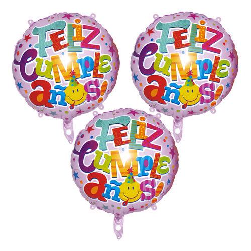 pack 3 globos metalicos feliz cumpleaños 45 cm globos foil redondos
