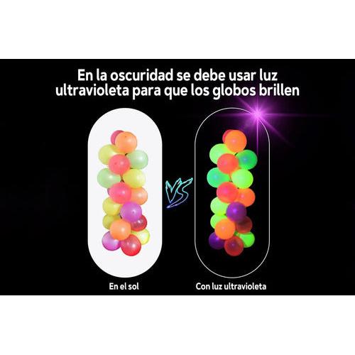 Pack 50 Globos Neón Para Fiestas Flúor Fluorescentes Uv
