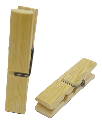 Pack 20 Perros De Ropa Madera Pinzas Bambu 6x1cm Colgadores