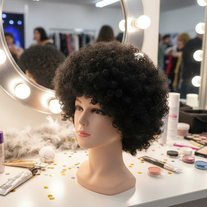 Peluca Afro Negra Disfraz Para Adultos Niños Cosplay