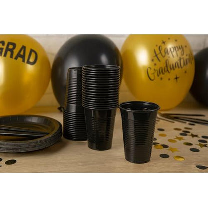 Pack 50 Vasos Plásticos Cumpleaños Color Negro 200ml