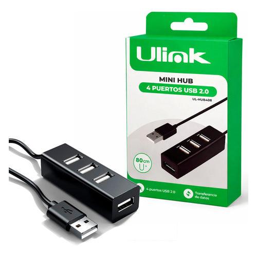 Mini Hub Usb 2.0 4 Puertos Usb Cable Largo De 80cm Ulink