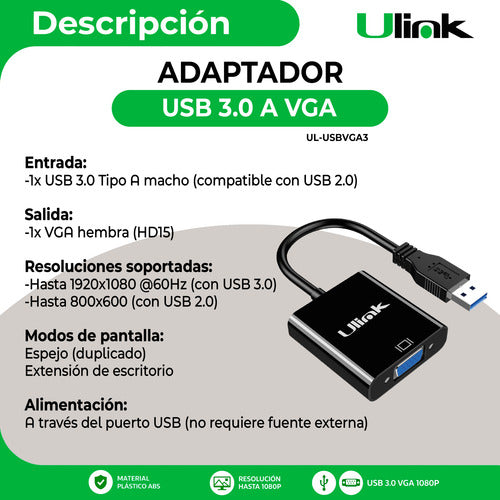 Adaptador Usb 3.0 A Vga Ulink