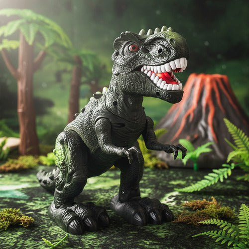 Dinosaurio T-rex Robot Juguete Niños Luces Led Y Sonido Verde