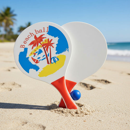 Set Paletas De Playa Madera Raqueta Paletas Playeras Diseños