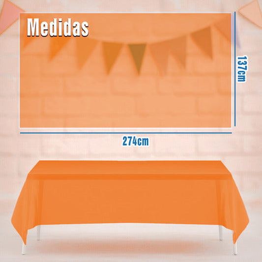 Mantel Plastico 137x274cm Color Naranjo Para Cumpleaños