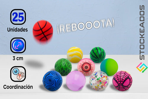 Pack 25 Pelotas Saltarinas 30mm Juguete Sorpresa Cumpleaños