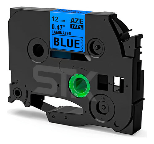 Cinta Tze-531 Alternativa 12mmx8m Azul Letras Negras