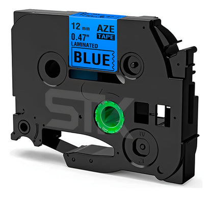 Cinta Tze-531 Alternativa 12mmx8m Azul Letras Negras