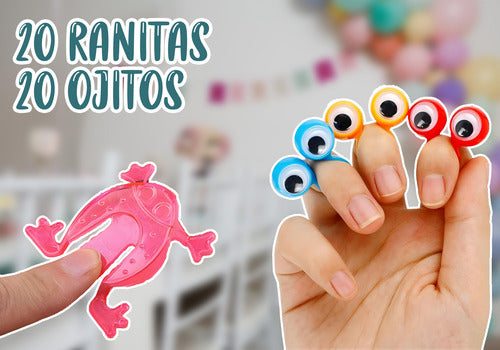 Pack 20 Ranita Saltarina + Ojitos Sorpresa Cumpleaños