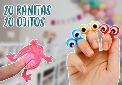 Pack 20 Ranita Saltarina + Ojitos Sorpresa Cumpleaños