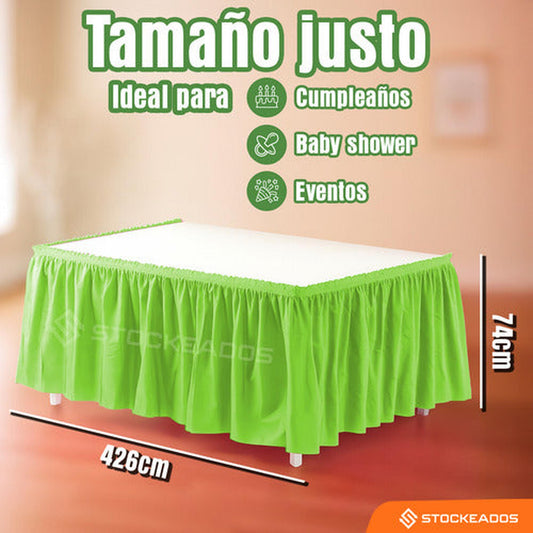Faldón De Mesa Color Verde Lima 74 X 426cm Decoración Fiesta