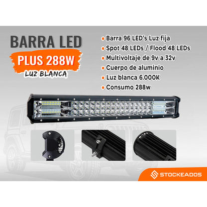 Barra Foco Neblinero Antiniebla 96 Led 52cm 288w 12/24v