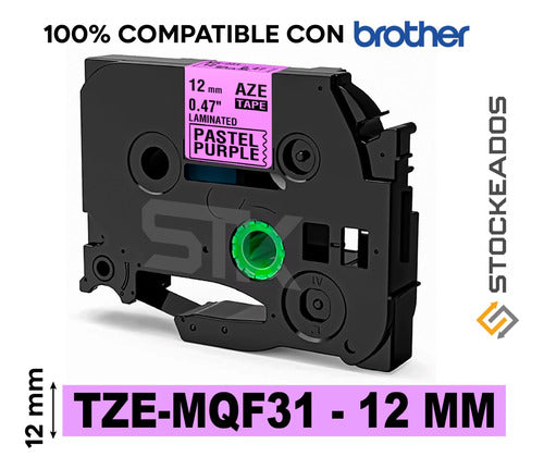 Cinta Tze-MQF31 Brother Alternativa 12mmx8m Lila
