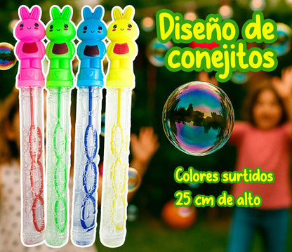 Pack 12 Burbujas Vara 25cm Para Niños Diseños Cumpleaños