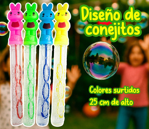 Pack 12 Burbujas Vara 25cm Para Niños Diseños Cumpleaños