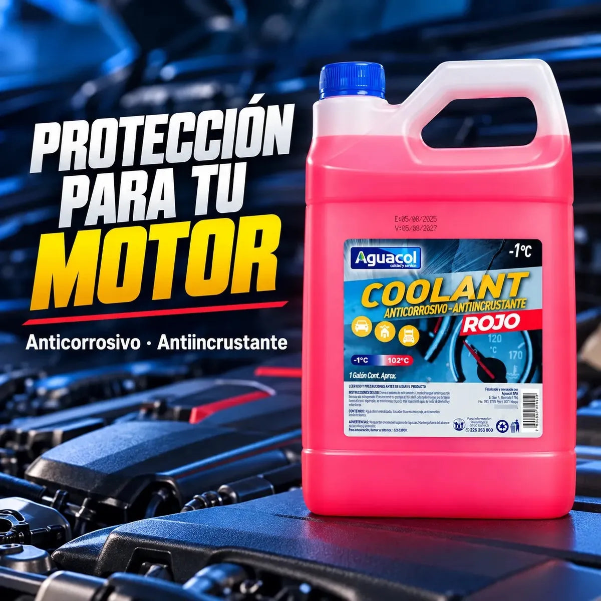 Refrigerante Anticongelante Aguacol Rojo -1°C 5 Litros