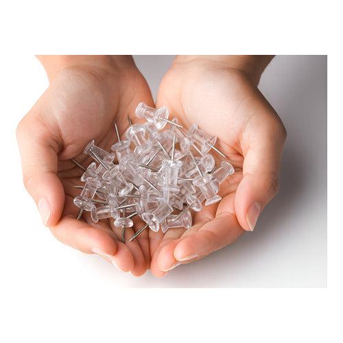 Pack 50 Chinchetas Push Pin Transparentes Pizarras Corcho