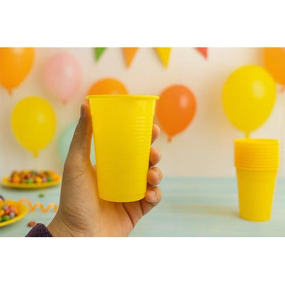 Pack 50 Vasos Plásticos Cumpleaños Color Amarillo 200ml