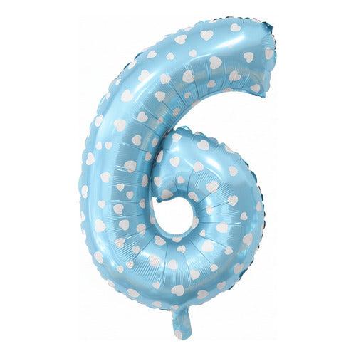 Globo Numero 6 Celeste 53cm