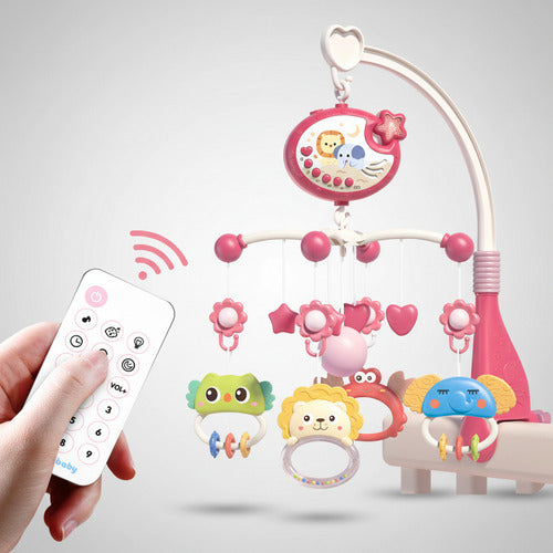 Móvil Bebé Musical Y Proyector De Luces 360 Para Cuna Rosado