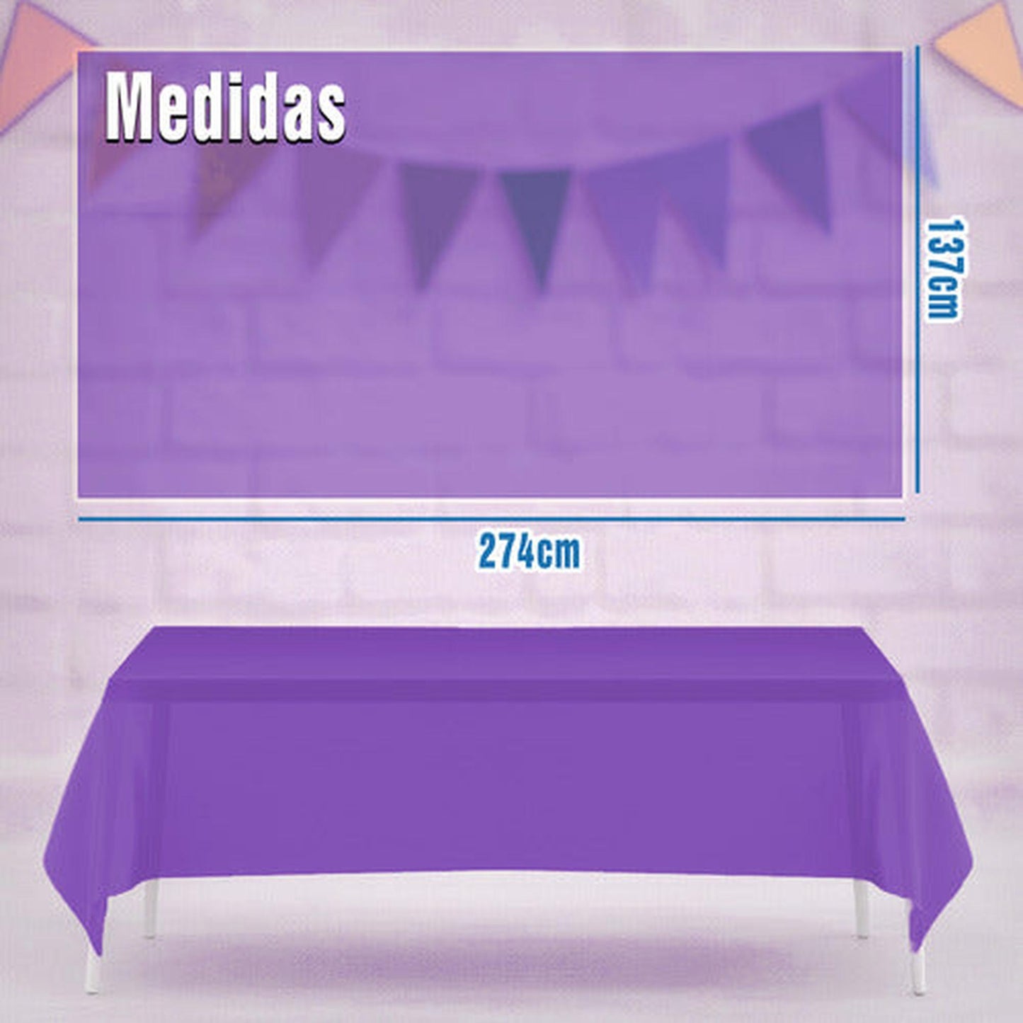 Mantel Plastico 137x274cm Color Morado Para Cumpleaños