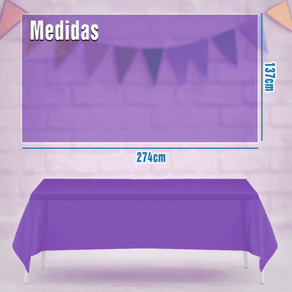 Mantel Plastico 137x274cm Color Morado Para Cumpleaños
