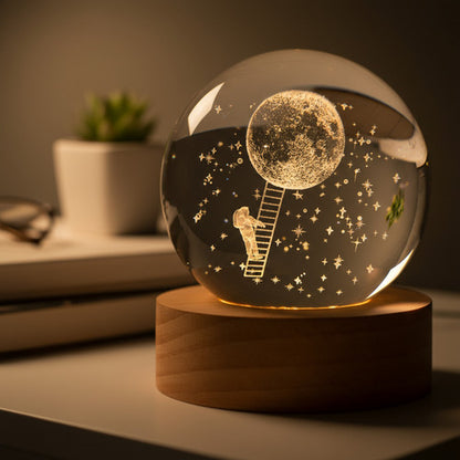 Lampara De Noche Led 3d Bola Cristal Diseños
