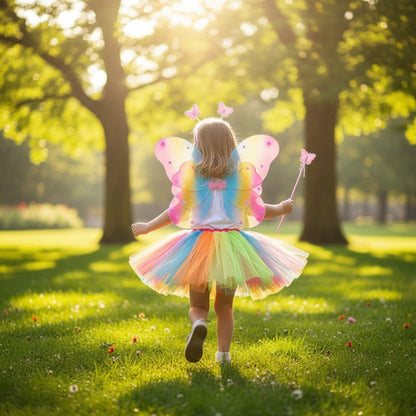 Disfraz Alitas De Mariposa Niñas Conjunto Cintillo Varita Alitas Y Tutu
