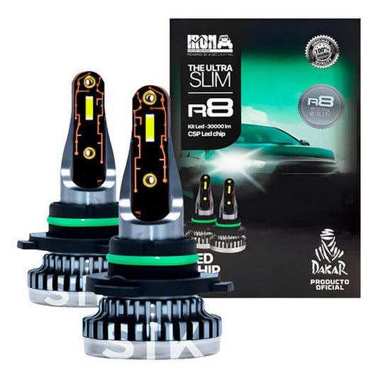 Kit Ampolletas Led R8 H1 H4 H7 H11 9005 9006 30000lm