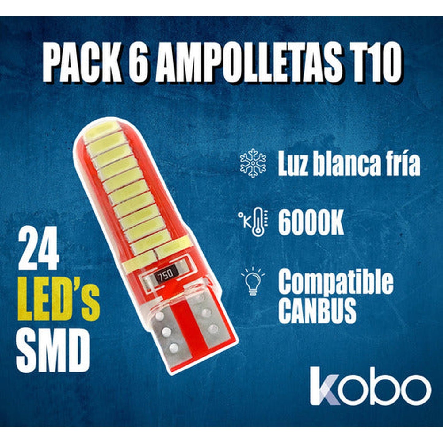 Pack 6 Ampolletas Luces Led T10 - W5w Cola De Pescado 5w