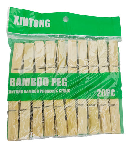 Pack 20 Perros De Ropa Madera Pinzas Bambu 6x1cm Colgadores