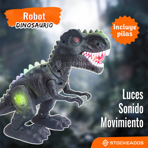 Dinosaurio T-rex Robot Juguete Niños Luces Led Y Sonido Verde