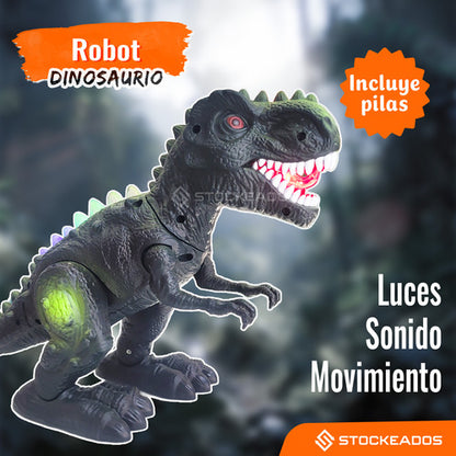 Dinosaurio T-rex Robot Juguete Niños Luces Led Y Sonido Verde