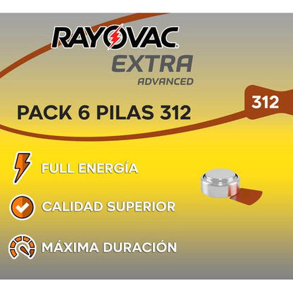 Pack 6 Pilas Rayovac 312 Batería 1,4v Audífono