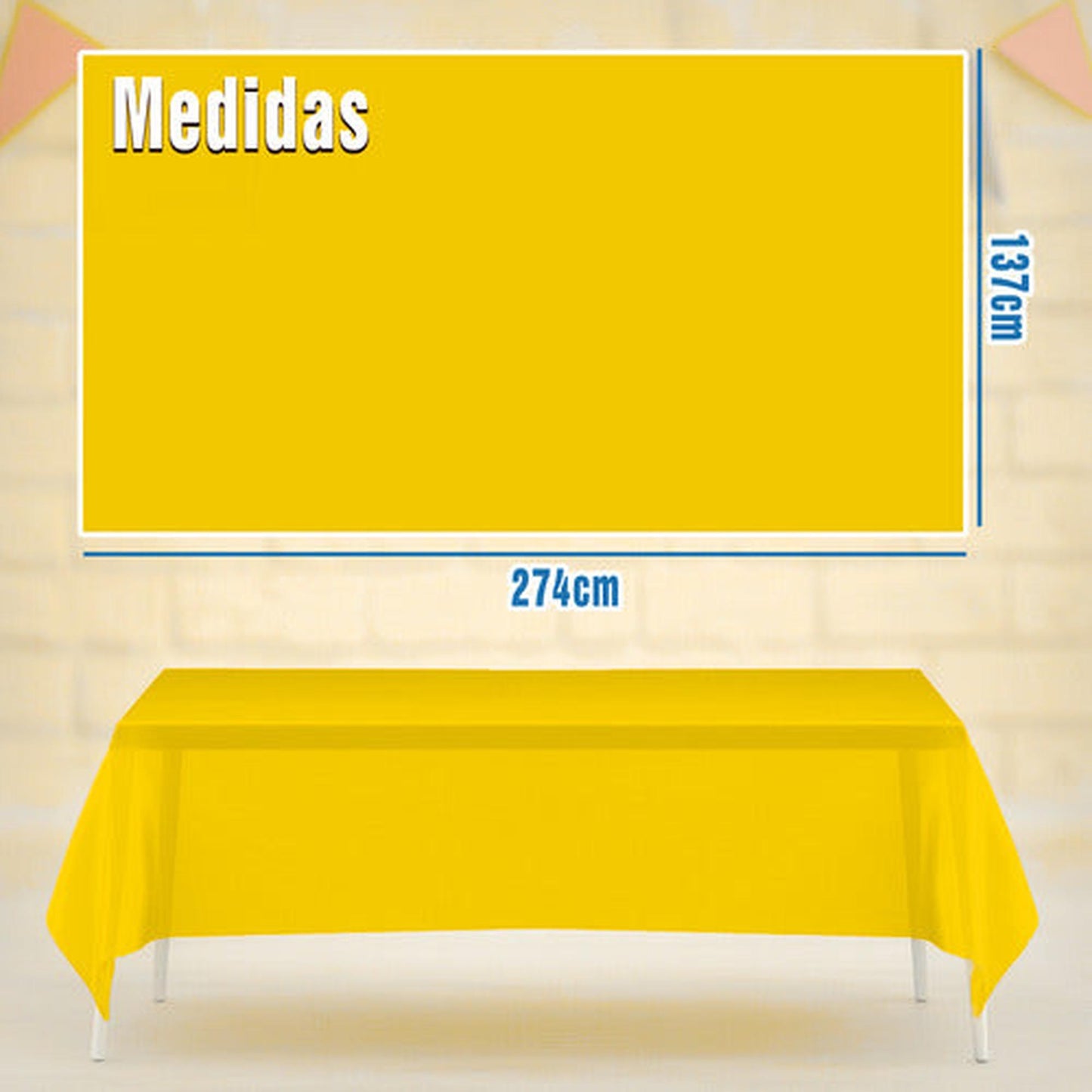 Mantel Plastico 137x274cm Color Amarillo Para Cumpleaños