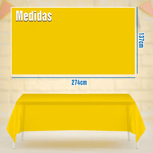 Mantel Plastico 137x274cm Color Amarillo Para Cumpleaños