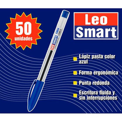 Pack 50 Lápiz Pasta Punta Redonda Escolar Oficina Colegio