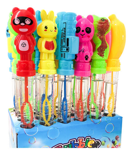 Pack 12 Burbujas Vara 25cm Para Niños Diseños Cumpleaños