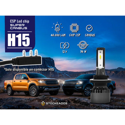 Kit Ampolletas Turbo Led Kb1 H15 Canbus 40.000lm