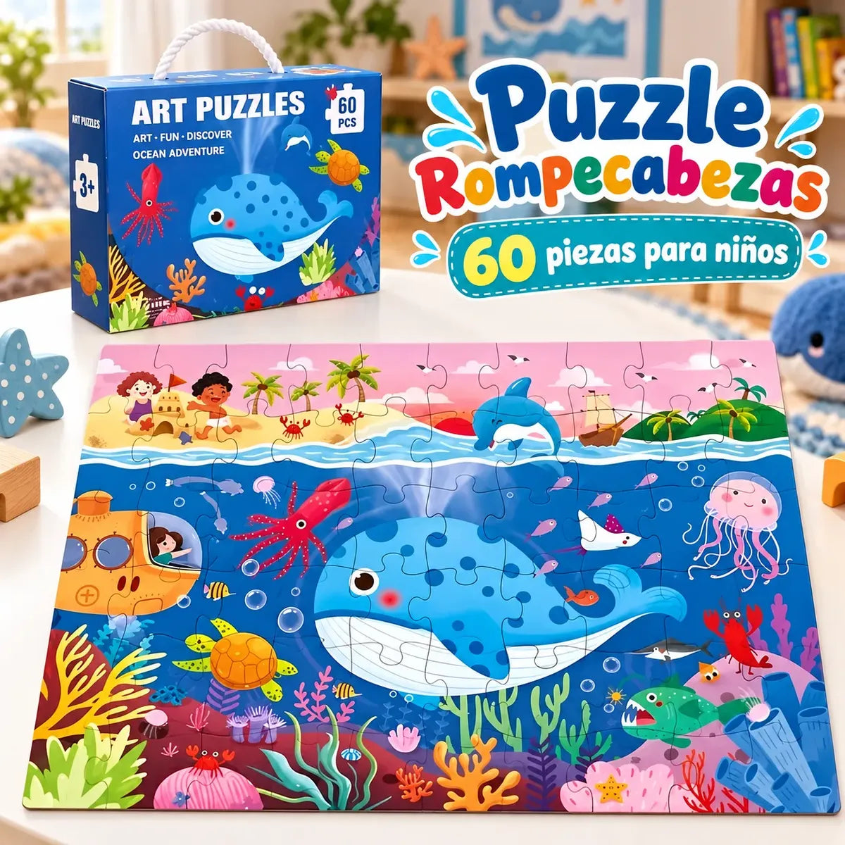 Puzzle Rompecabezas 60 Piezas Para Niños Oceano